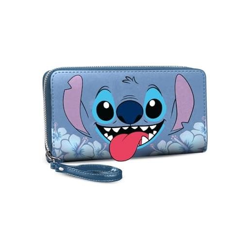Disney lilo e stitch tongue-portafoglio essenziale, blu, 19 x 10 cm