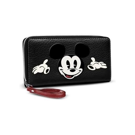 Disney topolino face-portafoglio essenziale, nero, 19 x 10 cm