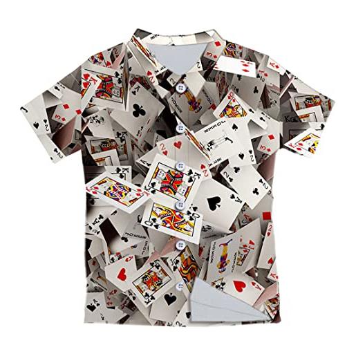 Byblos kmmbbty men donne 3d stampa poker teee camicia divertente manica corta camicie casual button down bavero t shirt poker l