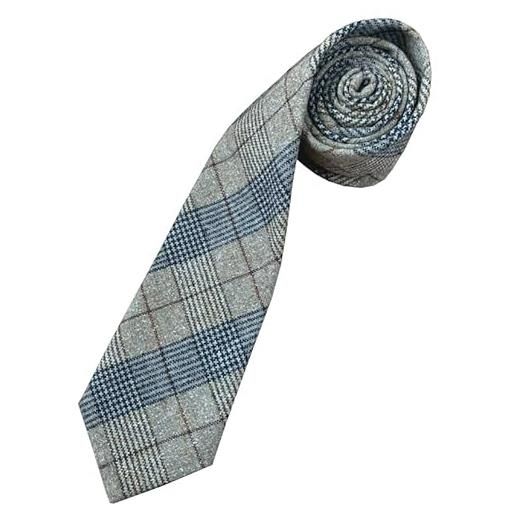 Great British Tie Club cravatta da uomo in lana con pied de poule beige e grigio, beige, marrone, grigio, taglia unica
