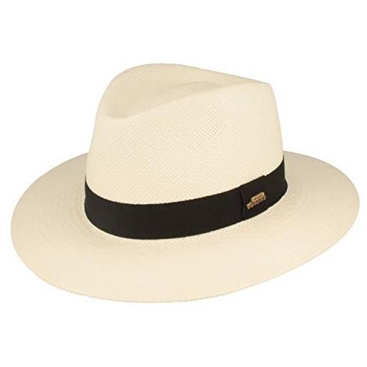 Hut Breiter breiter cappello originale panama, cappello di paglia, cappello estivo, made in italy, intrecciato a mano, protezione uv 50+, antirottura, bianco - tesa larga, m