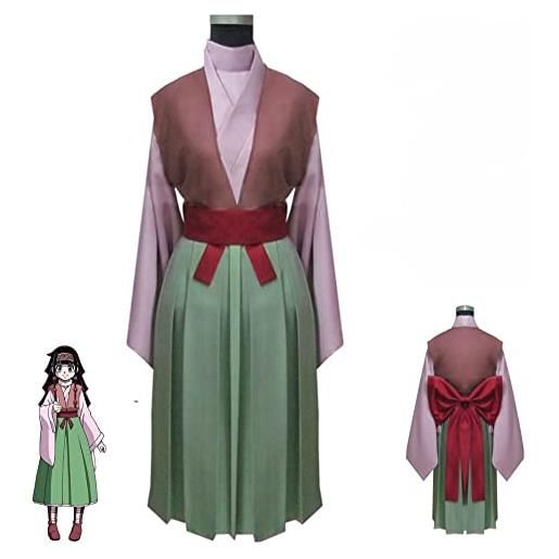 Syedeliso anime hunter alluka zoldyck aruka zorudikku cosplay costume giacca cappotto gonna cintura bow tie maschio femmina dolce kimono (verde, s)