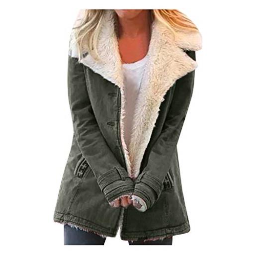 Generic 2023 nuovo stile sommer - plus giacca calda donna outwearcoat risvolto invernale cappotto da donna in formato composito cappotto da donna più giacca autunnale, verde militare, xl