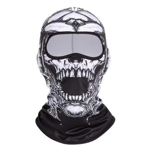 AYEXO passamontagna con stampa di teschio, passamontagna maschera da sci per sport all'aria aperta, maschera per halloween per feste horror, nero , taglia unica