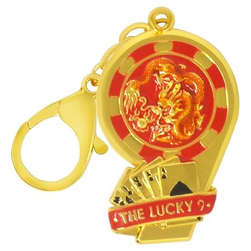 Juanxian portachiavi feng shui the lucky 9 portachiavi ricchezza prosperità successo amuleto regalo di capodanno w5528, rosso, 12.3*3.8cm