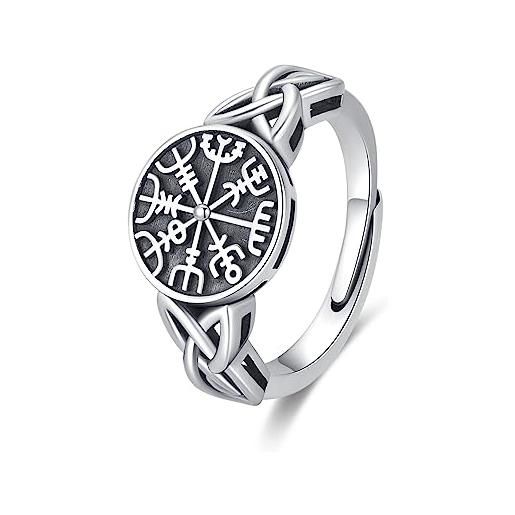 REDSUN viking rune - anello da dito in argento sterling 925, con runa vichingo, per compleanno, san valentino, corno