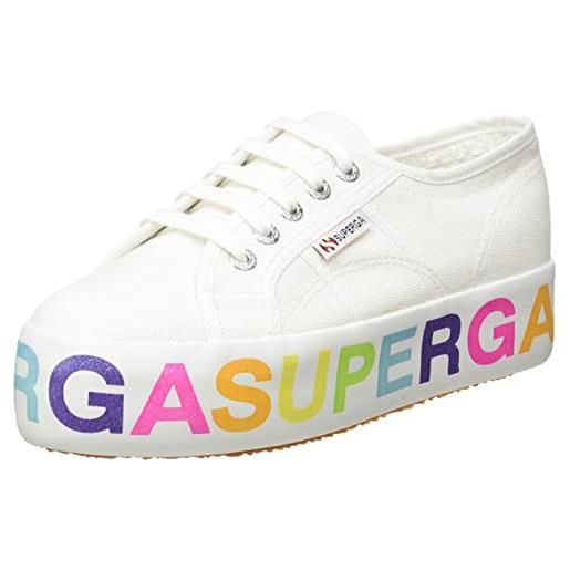 Superga 2790-cotw glitterlettering, scarpe con lacci donna, white-multicolors, 35 eu