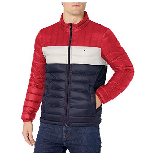 Tommy Hilfiger piumino ripiegabile (taglie normali e grandi e alte) cappotto capispalla, rosso/bianco/midnight, m uomo