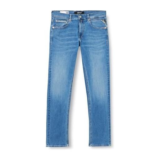 Replay jeans grover straight-fit hyperflex da uomo con elasticità, blu (blu scuro 007), 28 w / 32 l