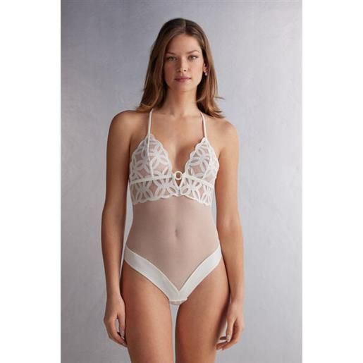 Intimissimi body in pizzo e tulle crafted elegance avorio