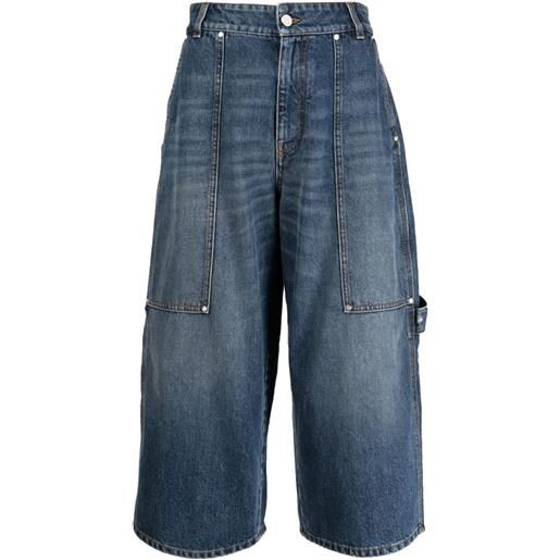 Stella McCartney jeans crop a gamba ampia - blu