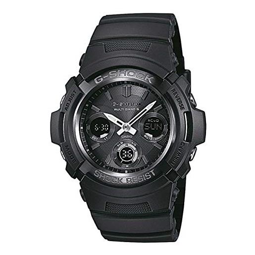 Casio g-shock orologio 20 bar, nero, con ricezione segnale radio e funzione solare, analogico - digitale, uomo, awg-m100b-1aer