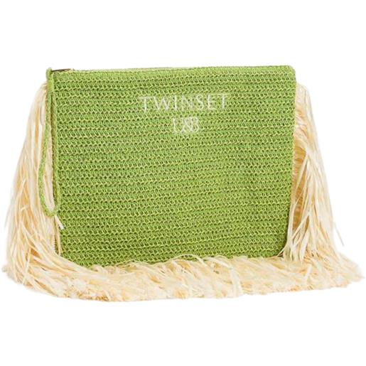 TWINSET pochette effetto rafia con frange