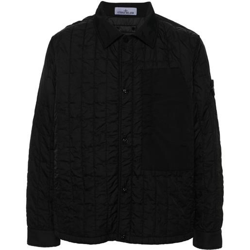 Stone Island giacca-camicia trapuntata a quadri - nero