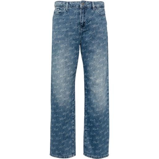 Karl Lagerfeld jeans dritti con stampa - blu