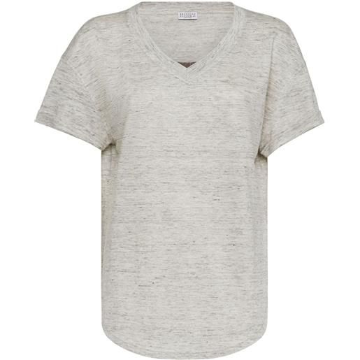Brunello Cucinelli t-shirt in misto lino e seta - toni neutri