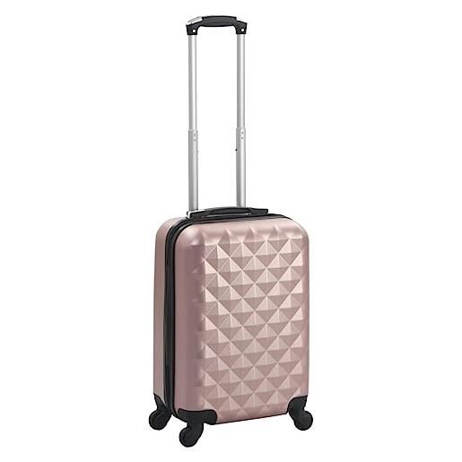 vidaXL trolley a custodia rigida a mano fodera cinghie interne chiusura sicurezza bagaglio valigia ruote girevoli oro rosa in abs