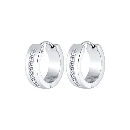 Elli, orecchini ad anello da donna in argento 925 dorato con zirconi dal taglio brillante, argento, colore: argento, cod. 0307362015