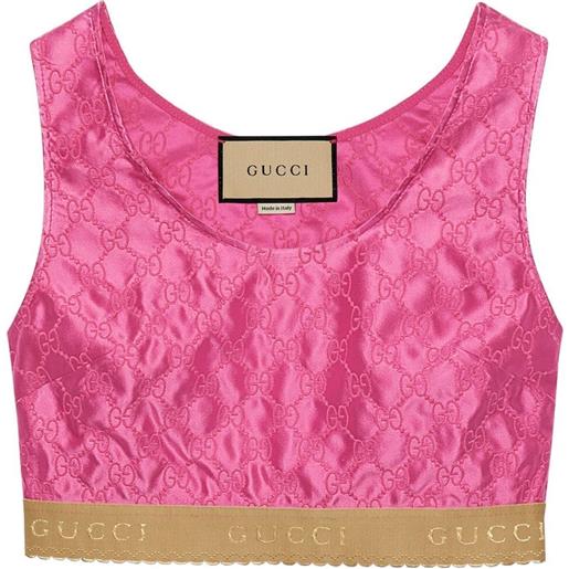 Gucci top crop con monogramma - rosa