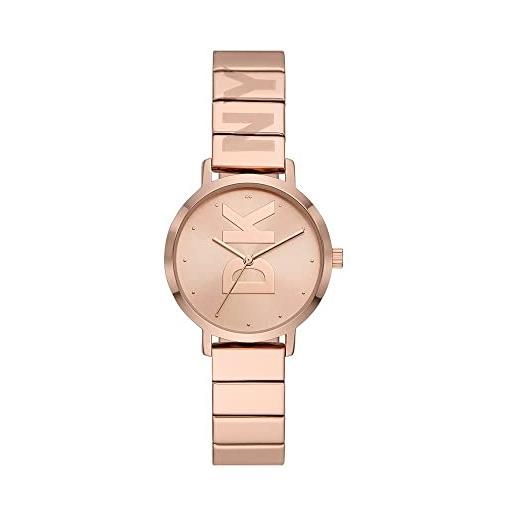 DKNY orologio the modernist da donna, movimento a tre lancette, cassa in lega oro rosa 32 mm con bracciale in acciaio, ny2998