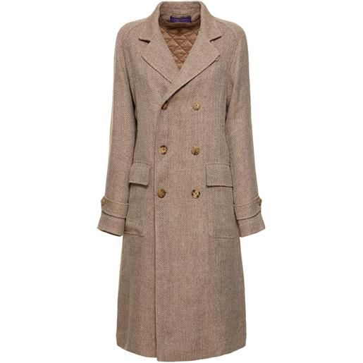 RALPH LAUREN COLLECTION cappotto midi doppiopetto in lino