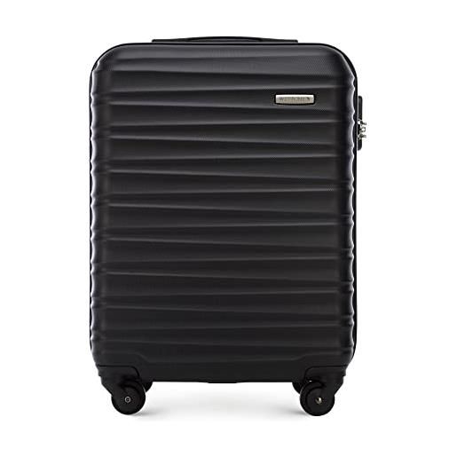 WITTCHEN valigia da viaggio bagaglio a mano valigia da cabina valigia rigida in abs con 4 ruote girevoli serratura a combinazione maniglia telescopica groove line taglia s nero