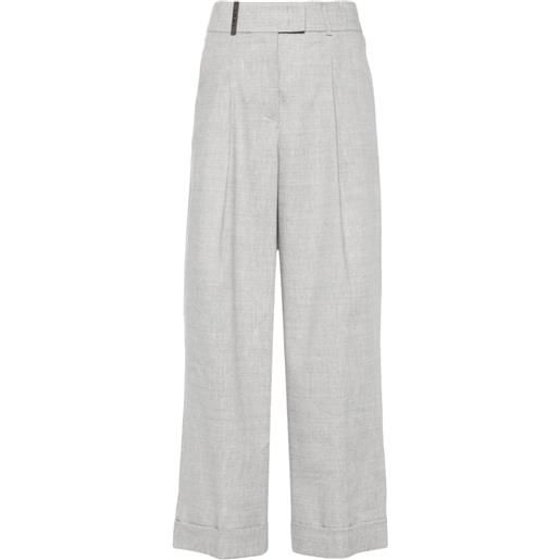 Peserico pantaloni a palazzo con pieghe - grigio