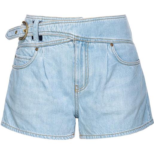 PINKO shorts denim con ricamo - blu