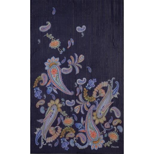 POLLINI sciarpa in misto seta con stampa paisley - blu