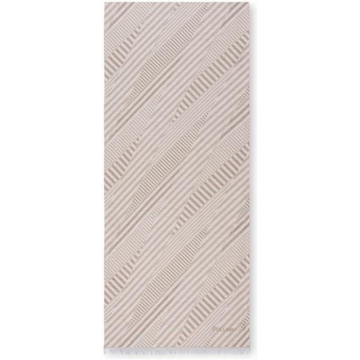 POLLINI sciarpa in misto cotone con stampa stripes - beige