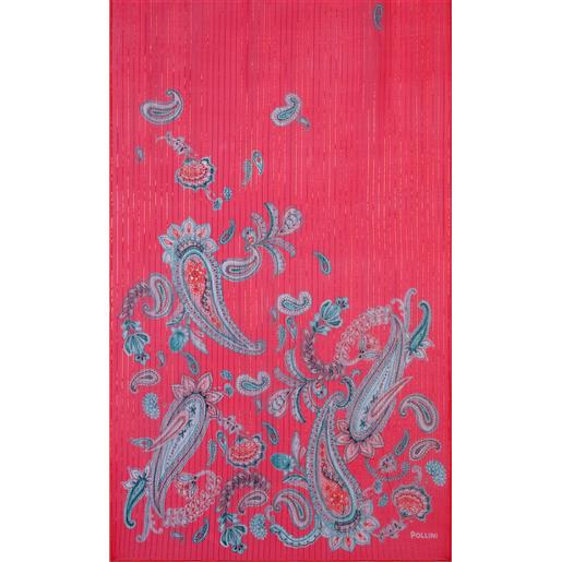 POLLINI sciarpa in misto seta con stampa paisley - rosso