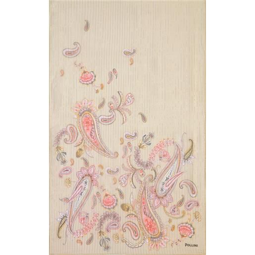POLLINI sciarpa in misto seta con stampa paisley - beige