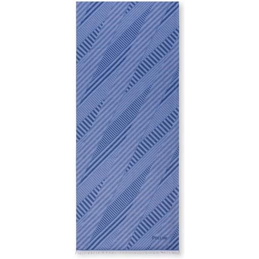 POLLINI sciarpa in misto cotone con stampa stripes - blu