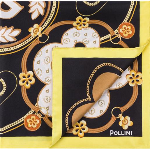 POLLINI foulard in seta con stampa macro symbols - giallo