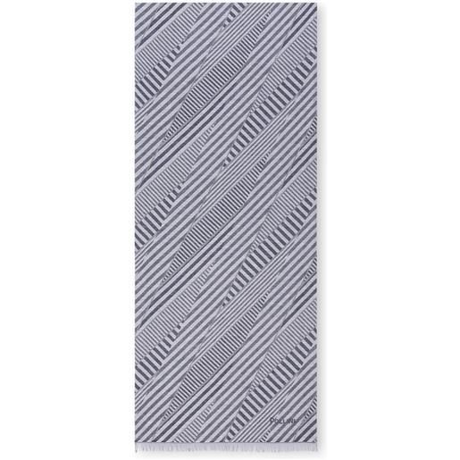 POLLINI sciarpa in misto cotone con stampa stripes - nero