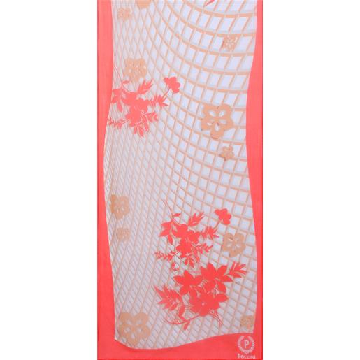 POLLINI sciarpa in seta con stampa flowery mesh - rosso