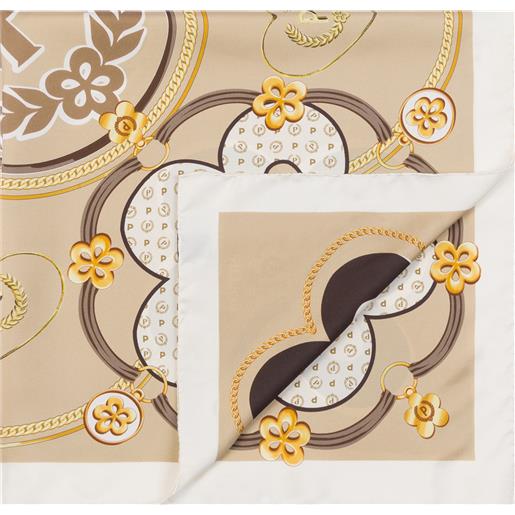 POLLINI foulard in seta macro symbols - beige