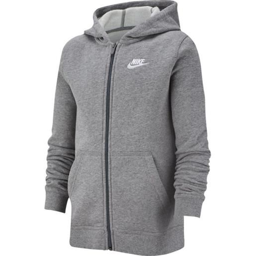 Nike felpa per ragazzi Nike nsw hoodie fz club b - carbon heather/smoke grey/white