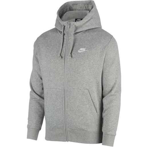 Nike felpa da tennis da uomo Nike swoosh m club hoodie fz bb - dark grey heather/matte silver/white