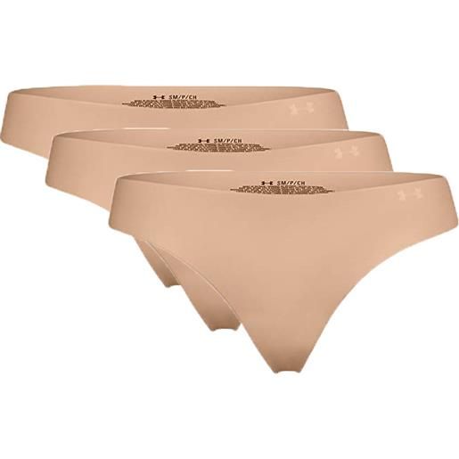 Under Armour intimo Under Armour women's ua pure stretch thong underwear 3-pack - brown pink