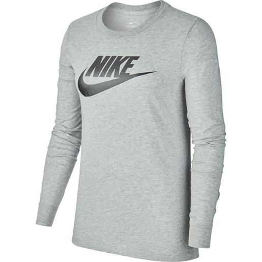 Nike maglietta da tennis da donna (a maniche lunghe) Nike swoosh essential ls icon ftr - dk grey heather/black