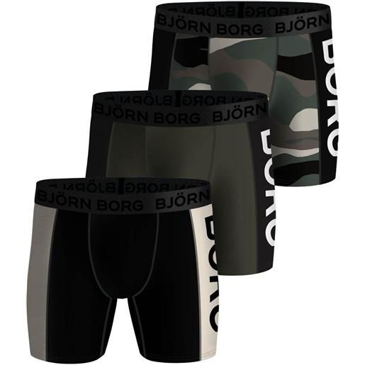 Björn Borg boxer sportivi da uomo Björn Borg performance boxer panel 3p - black/green/print
