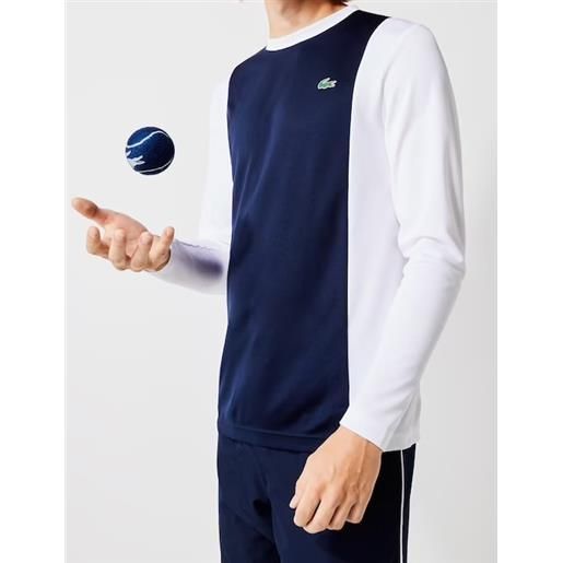 Lacoste t-shirt da tennis da uomo Lacoste men's sport breathable piqué knit t-shirt - navy blue/white/navy blue/whit