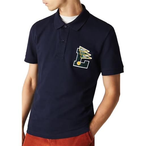 Lacoste polo da tennis da uomo Lacoste men's regular fit l badge cotton piqué polo shirt - navy blue