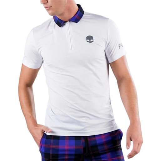 Hydrogen polo da tennis da uomo Hydrogen tartan zipped tech polo - white/purple/black