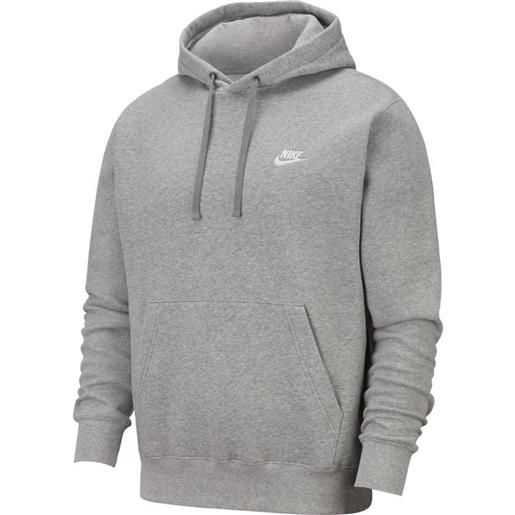 Nike felpa da tennis da uomo Nike sportswear club hoodie po bb - grey heather/matte silver/white