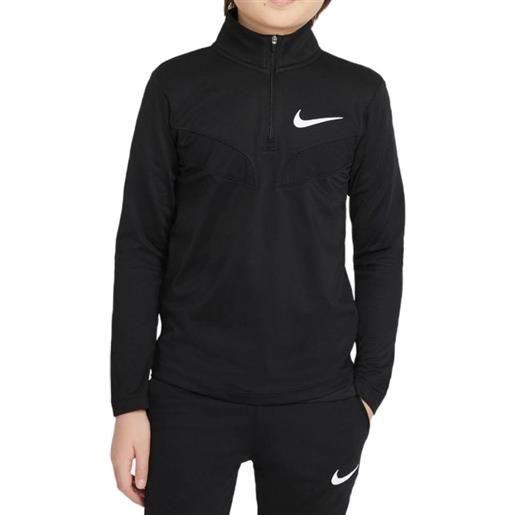 Nike maglietta per ragazzi Nike dri-fit sport poly 1/4 zip top b - black/black/white