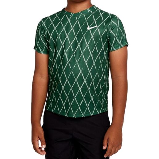 Nike maglietta per ragazzi Nike court dri-fit victory ss top printed - gorge green/white
