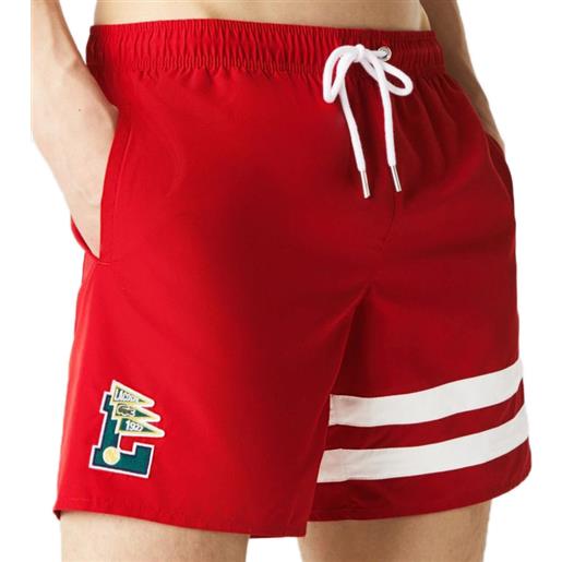 Lacoste pantaloncini da tennis da uomo Lacoste men's men's pennants l badge light swimming trunks - red/white