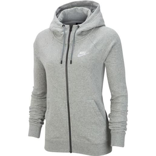 Nike felpa da tennis da donna Nike sportswear essential hoodie fz fleece w - dark grey heather/white